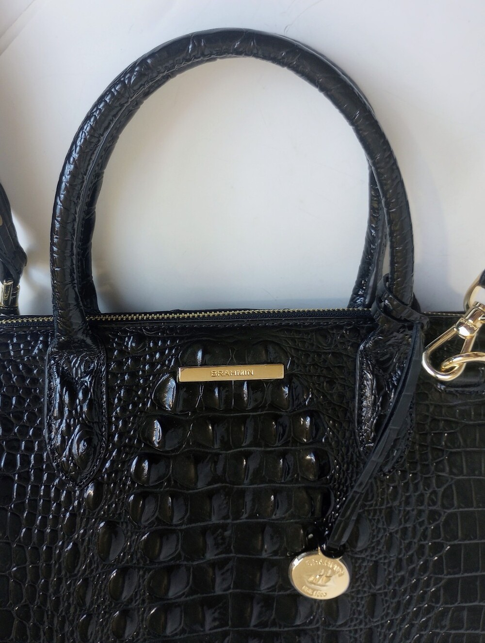 Brahmin Caroline Black Melbourne Satchel With Shoulder Strap - Picture 3 of 12